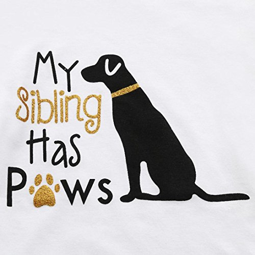 Baby Bodysuit, Infant Funny Onesies Letter Pet Printed - My Sibling Has Paws (White, 3M)