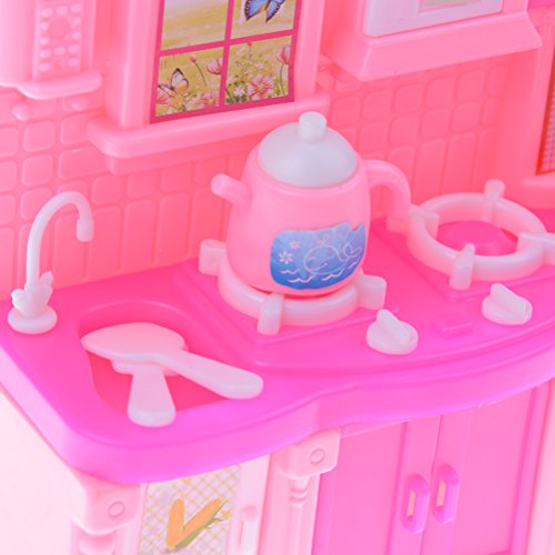 DINGJIN 26 Pcs Creative Kitchen Dinner Tables Cupboard Sink Furniture Accessory for Barbies Doll(the Doll are not Included)