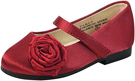 De Blossom Girl Lili Flower Bow Vamp Little Baby Toddler Dress Flat Shoes Red 9