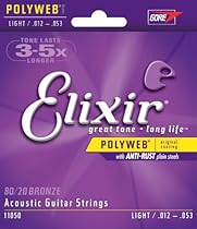 Elixir Strings 80/20 Bronze Acoustic Guitar Strings w POLYWEB Coating, Light (.012-.053)
