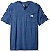 Carhartt mens Loose Fit Heavyweight Short-sleeve Pocket Henley T-shirt Shirt, Dark Cobalt Blue Heather, XX-Large US