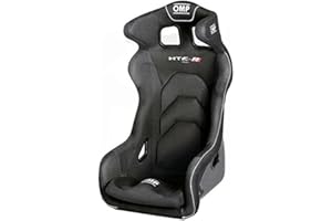 OMP Racing Seat, HTE-R 400, FIA Approved, Side Bolsters, Harness Openings, Fiberglass, Black, Each