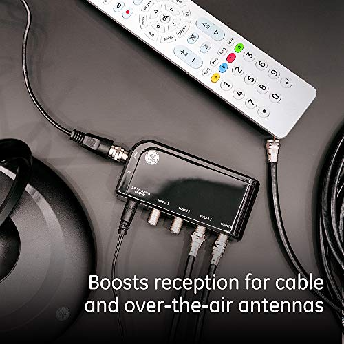 GE 4Way HD Digital TV Antenna Amplifier, Low Noise Antenna Signal