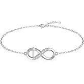 LOVGIFSET Infinity Bracelet for Women Cross Infinity Link Bracelet 925 Sterling Silver Love Mother's Day Gift Birthday Gifts for Women Wife