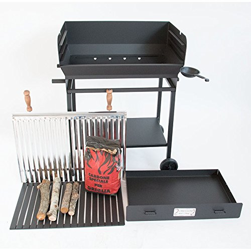 cruccolini festa barbecue a carbone e legna metallo nero