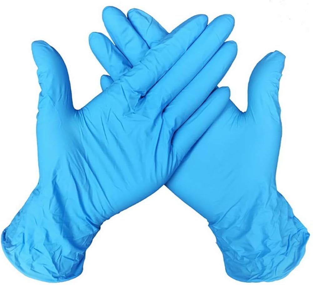 100 Pcs Crystal Nitrile Disposable Gloves Powder Free Ambidextrous Food Grade Gloves Light Blue Large Size