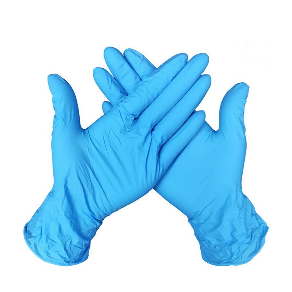 100 Pcs Crystal Nitrile Disposable Gloves Powder Free Ambidextrous Food Grade Gloves Light Blue Large Size