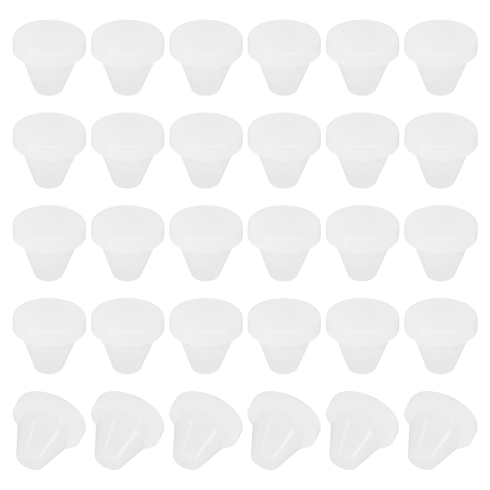 PATIKIL 7mm Diameter Silicone Round Snap, 30 Pcs in Type Locking Furniture Hole Plug Button Protective Cover Cap Head Fit for 2.5-7mm Hole for Seal Bulkhead Cylinder Hole, Translucence