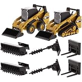 Set of 2 Pieces CAT Caterpillar 272D2 Skid Steer Loader and CAT Caterpillar 297D2 Multi Terrain Track Loader with Accessories 1/64 Diecast Models by Diecast Masters 85693