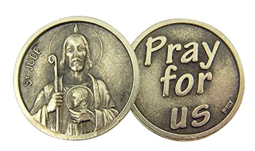 Silver Tone Saint Jude Pocket Prayer Token Medal, 1 1/8 Inch