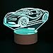 E-vendor LED Night Light, 3D Visual Desk Lamps with 7 Color Changing Lights Touch Button, Car Shape Best Gift for Kids (White)