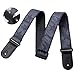 Planet Guitar Strap (Black) for Electric Guitar Acoustic Bass Ukulele-Soft and Comfortable Shoulder Belt with Genuine Leather End Fit Kids,Women and Men.