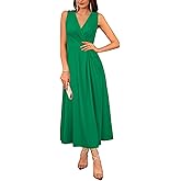 Newshows Womens 2025 Formal Evening Gowns Maxi Dress Cocktail Party V Neck Sleeveless Wedding Guest Long Elegant Dress