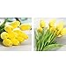 AHXHWKA 30 pcs Real-Touch Artificial Tulip Flowers Home Wedding Party Decor (Yellow)
