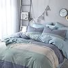 Geometric Duvet Cover Soft Cotton Blue Patchwork Modern Bedding Set with Zipper Ties Mint Green Duvet Cover Set Perfect…