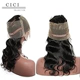 Cici Collection 360 Lace Frontal Closure Brazilian 360 Lace Virgin Hair Body Wave Natural Hairline Lace Band Frontal Pre Plucked Natural Hairline With Baby Hair(16inch, Body Wave)