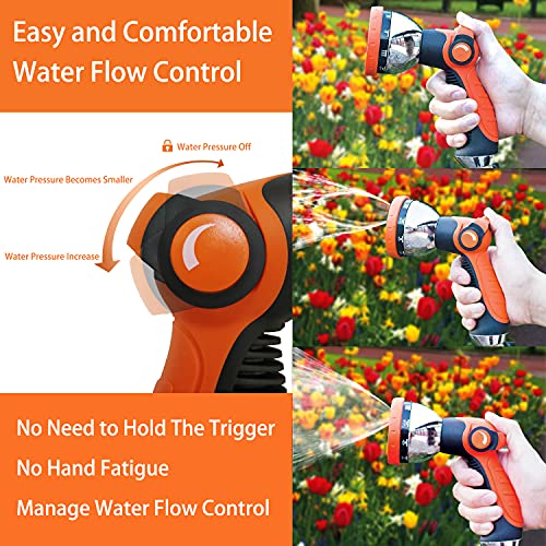 Garden Hose Nozzle | Flosuber Hose Spray Nozzle Water Hose Nozzle Heavy Duty 10 Adjustable Watering Patterns, Slip and Shock Resistant for Outdoor Lawn & Plant, Car & Pet Washing