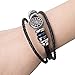 Handmade Punk Bracelet for Man - Retro Genuine Leather Cuff Wrap Bracelet (Black)
