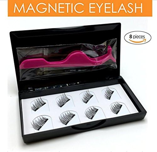 False Eyelashes Magnetic Lashes Extensions 3D Reusable Dual Eyelashes tweezers Set for Natural Look No Glue Needed Cosmetics Eye Decoration (Black)
