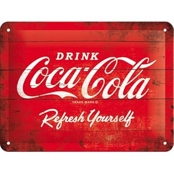 Nostalgic-Art 26173 Coca-Cola - Logo Red Refresh Yourself, Blechschild 15x20 cm