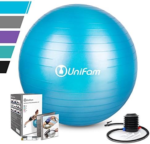 Exercise Stability Ball Chair with Hand Pump Use For CrossFit, Yoga, Balance &amp; Core Strength Training, Non-Slip &amp; Anti-Burst Extra Thick Fitness Ball(Blue&amp;55CM)