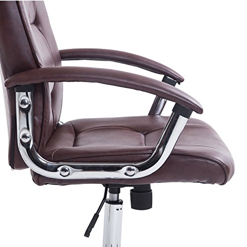 HOMCOM-Poltrona-Sedia-da-Ufficio-Dirigenziale-Sedia-Regolabile-Girevole-62-x-68-x-115-123cm-Marrone