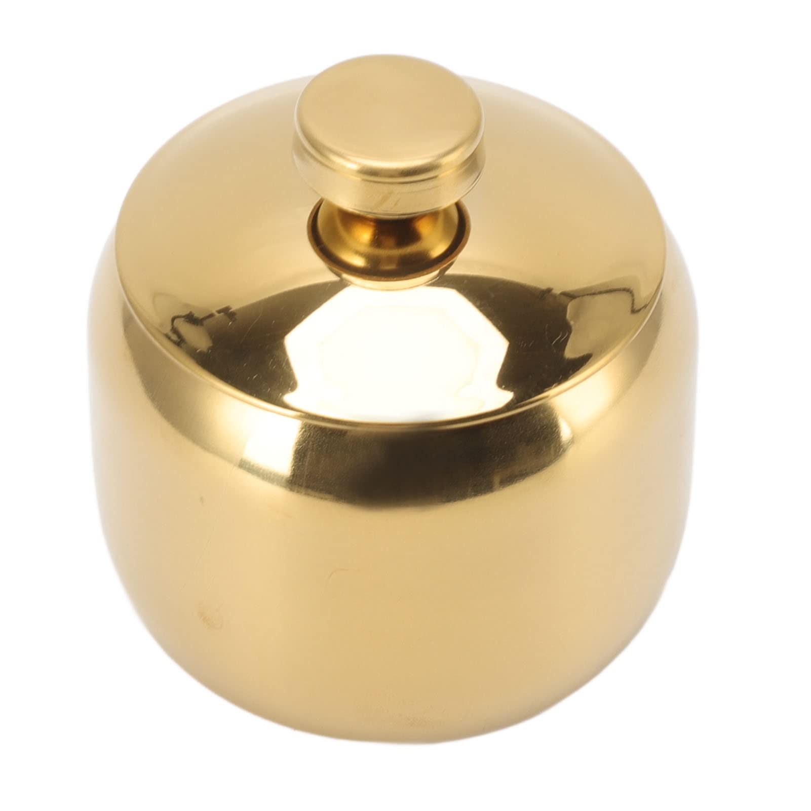 Cyrank Sugar Bowl with Lid, Stainless Steel Seasoning Jar Travel Condiment Containers Storage Salt Jar Spice Bowls Condiment Pot Seasoning Box Condiment Canisters for Home Kitchen (Golden)