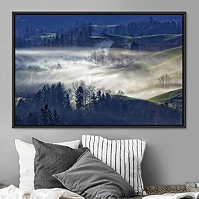 signwin Framed Canvas Wall Art Foggy Mountains Aerial...