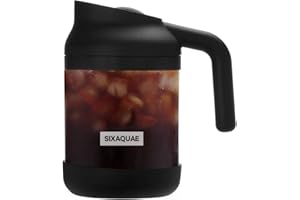 SIXAQUAE Cold Brew Coffee Maker Stainless Steel Strainer Large,Durable Iced Coffee Maker Cold Brew Pitcher,Dishwasher Safe 38 Oz Iced Tea Maker