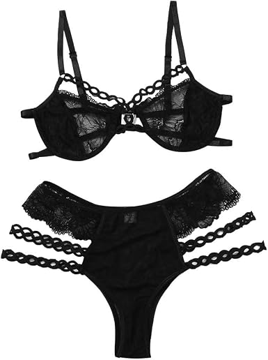 black lace underwear set