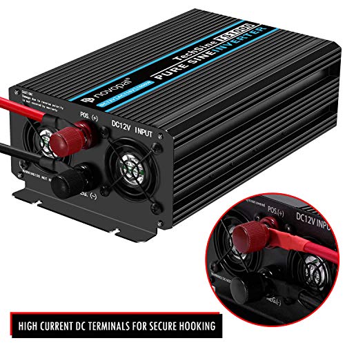 Pure Sine Wave Power Inverter 1000 Watt 12V DC to 110V/120V AC Converter 4 AC Outlets Car Inverter with One USB Port 5 Meter Remote Control and Two Cooling Fans Peak Power 2000 Watt novopal - Thumbnail 3