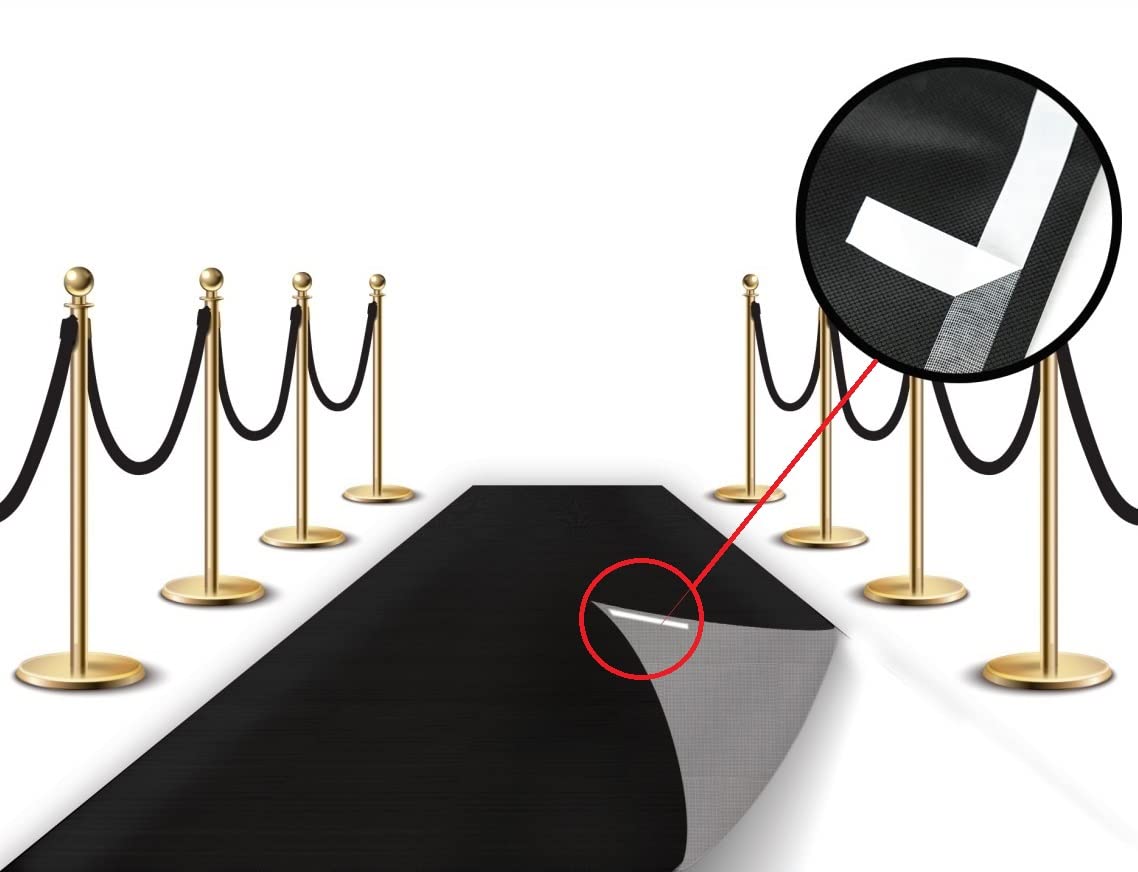 Photo 1 of LEMONSODA Red Carpet Floor Runner Hollywood Party Decoration Fabric 100 GSM (Black, 3x50 Feet)