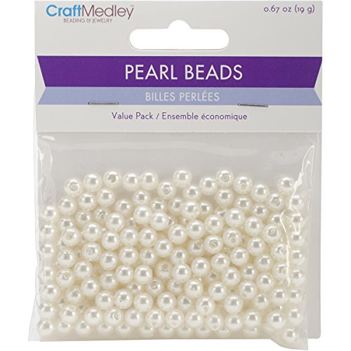Multicraft Imports Pearl Beads (185 Pack), 6mm, Ivory