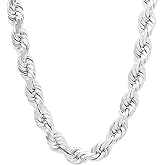 TUOKAY Chunky 9mm Silver Rope Chain Necklace Waterproof with Tarnish-resistant Silver Plating for Daily Wear Authentic 80s 90s 00s Style Hip Hop Chains Perfect for Classic Rapper Old School Rap Gangsta Styling, 24 inches