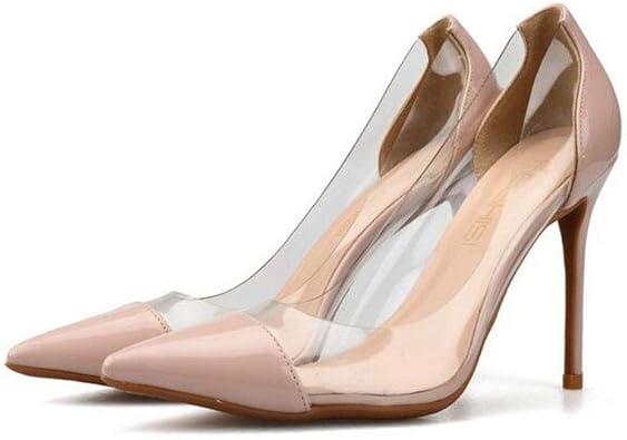 white and clear pumps