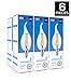 Hyperikon LED B11 Bulb Dimmable, 40 Watt (4W), Filament Candle Vantage Lights, E12 Base, 3000K, Flame Tip, UL, 6 Pack