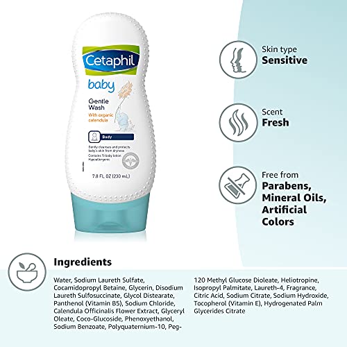 Cetaphil Baby Body Wash with Half Baby Lotion, Gentle Wash with Organic