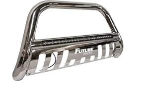 Future Trucks | Advance Series Bull Bar | with 25” LED Light and Skid Plate | 304 Polished Stainless-Steel Construction Chrome | Easy Bolt-On Installation | Fits Toyota Tundra (2007-2021)