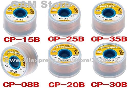 Jammas Desoldering Wire GOOT Wick Dispenser Suction Tin Wire For Precision PCBs RMA Tin Remove CP-08B\15B\20B\25B\30B\35B - (Diameter: CP-30B 3.0mm Width)