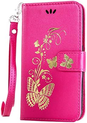 LG G3 Mini Case,LG G3 Vigor Case,Gift_Source Premium Magnetic PU Leather Bronzing Butterfly Wallet Card Slot Flip Folio Case with Wrist Strap for LG G3 Vigor/ G3 Beat/ G3s D725/ G3 Mini [Rose]