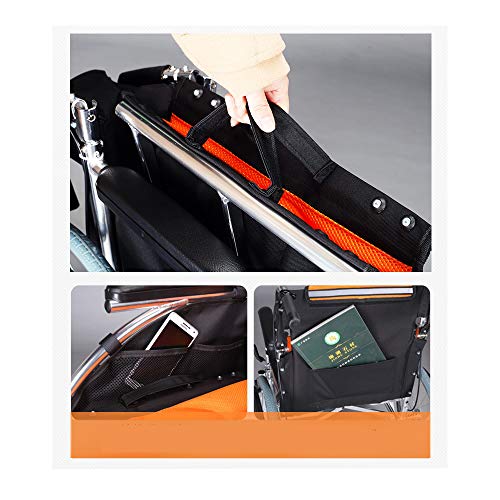 Portable Light Weight Wheelchair Foldable Transport Chair Airplane Comfortable Detachable for Elderly Disabled Adult People, Double Storage Bag (20 inch Tire) - Thumbnail 4