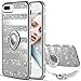 Maxdara iPhone 8 Plus Case iPhone 7 Plus Glitter Striped Cute Women Case Bling Shiny Diamond Rhinestone with Kickstand Ring Stand Case for iPhone 6Plus 6S Plus 7 Plus 8 Plus 5.5 inches (Silver)
