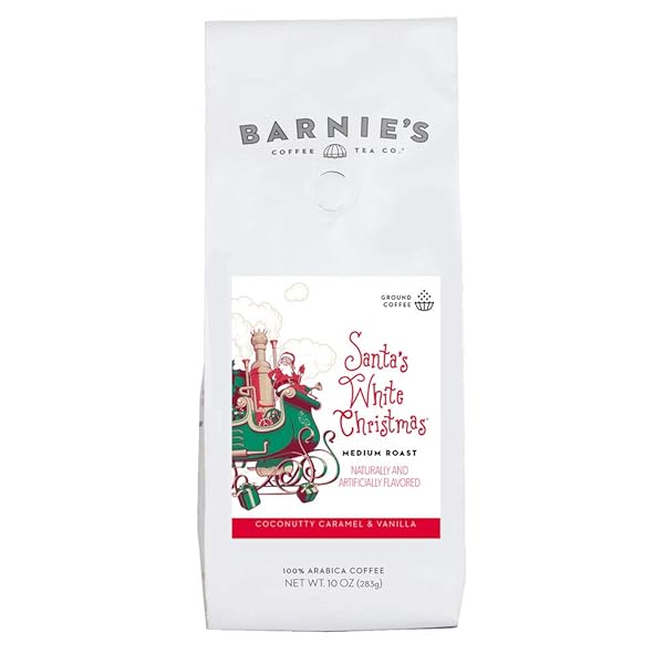 BARNIE’S SANTA’S WHITE CHRISTMAS WHOLE BEAN COFFEE WITH...