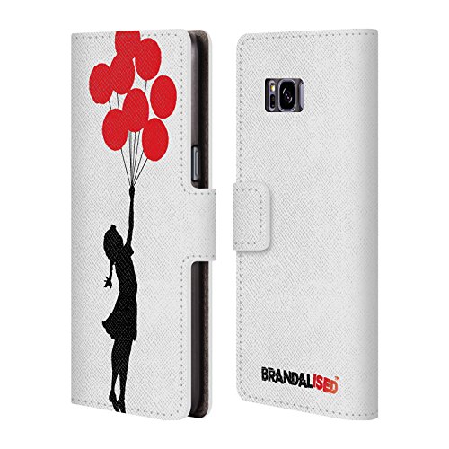 Official Brandalised Jerusalem Balloons Banksy Red And Black Street Art Leather Book Wallet Case Cover For Samsung Galaxy S8+ / S8 Plus