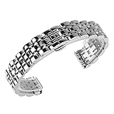 Beauty7 Black/Silver Tone Polished Stainless Steel Solid Link Watch Band Strap Butterfly Buckle Clasp