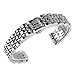 Beauty7 Black/Silver Tone Polished Stainless Steel Solid Link Watch Band Strap Butterfly Buckle Clasp