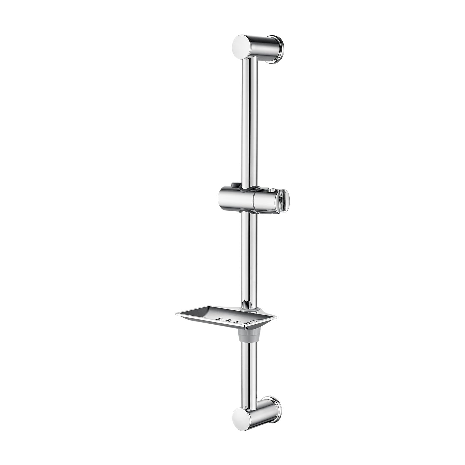 Ibergrif M20802 Shower Riser Rail, 56-58 cm Shower Rail, Wall Mounted Shower Rail kit with Soap Dish Bracket Adjustable Shower Head Holder Bar, Shower Slider Rail for Bathroom, Chrome, Silver