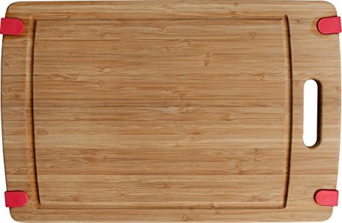 CC Boards Nonslip Bamboo Cutting Board: Wooden kitchen board with handle, groove for juice well and nonskid rubber tabs; use for slicing cheese and bread or carving meat!
