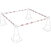 RoadHero 4 Pack 3.8 to 6.5 FT Retractable Traffic Cone Bar, White Red | Expandable Traffic Cone Bars, Extendable Barricade, For Parking Lots,Road Construction, Cone Not Included