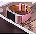 bayite Leather Band for Fitbit Charge 2, Pink with line, 5.5